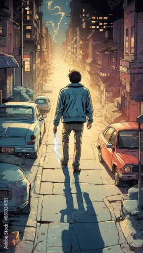 person walking in the city