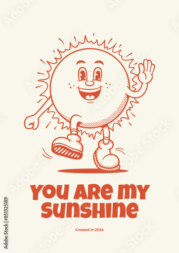 Sun Retro Mascot, sun shine cartoon mascot illustration