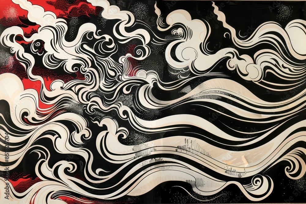 Abstract Black and White Wave Pattern Abstract Black and White Wave Pattern