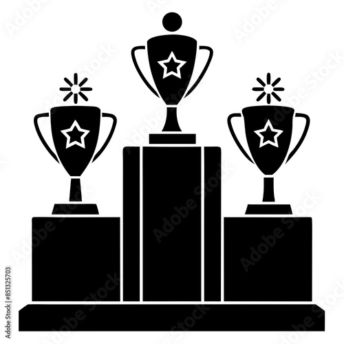 a podium of 3 prizes silhouette vector illustration