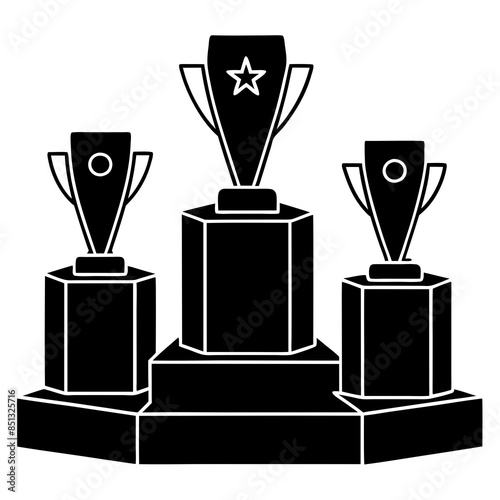 a podium of 3 prizes silhouette vector illustration