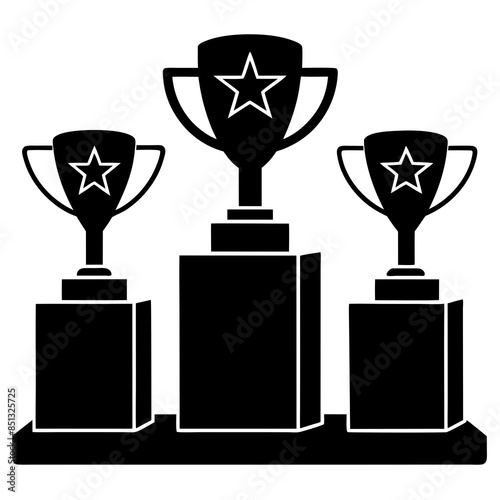 a podium of 3 prizes silhouette vector illustration