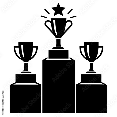 a podium of 3 prizes silhouette vector illustration