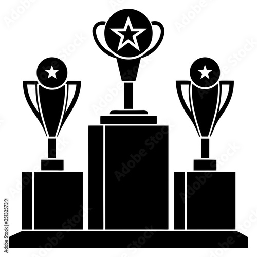 a podium of 3 prizes silhouette vector illustration