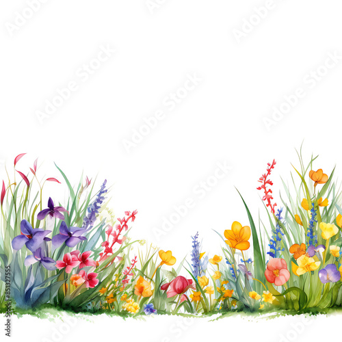 Watercolor painting of a field of flowers