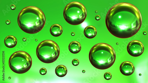 Shiny green colored balls a...