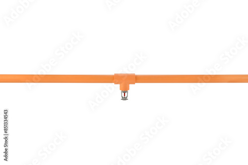 Fire pipe with sprinkler in orange color isolated on white background