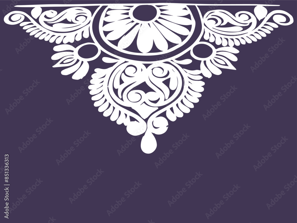 Fototapeta premium A purple background with a white floral border