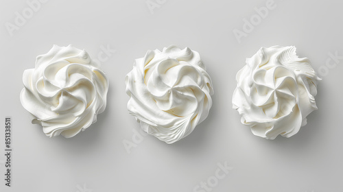 set of White cream top view on isolate white background