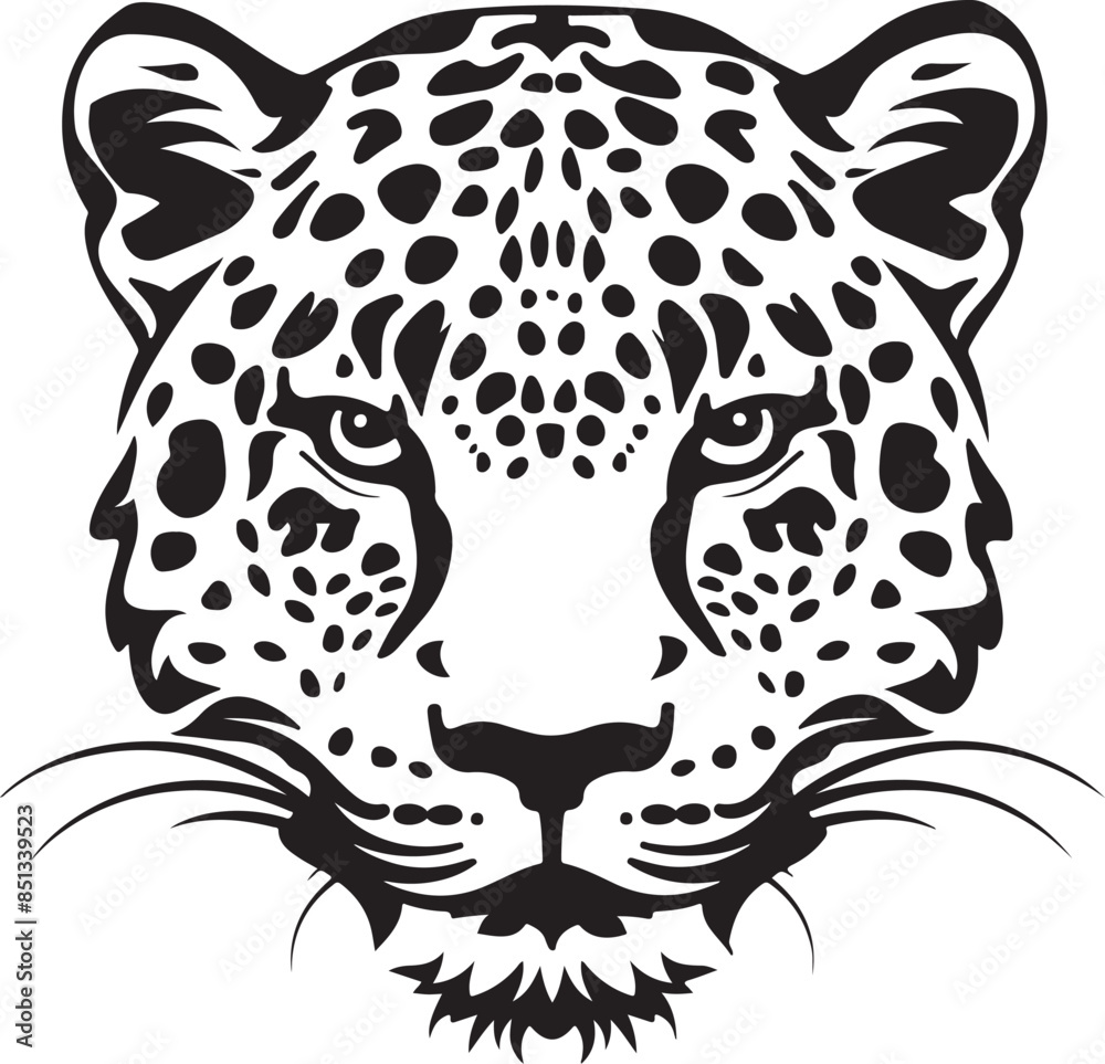 Obraz premium Leopard face Logo Vector Illustration Silhouette