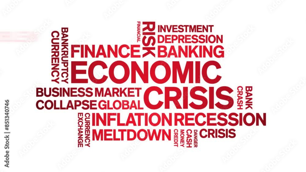 Economic Crisis animated word cloud;text design animation tag kinetic typography seamless loop. Economic Crisis animated word cloud;text design animation tag kinetic typography seamless loop.