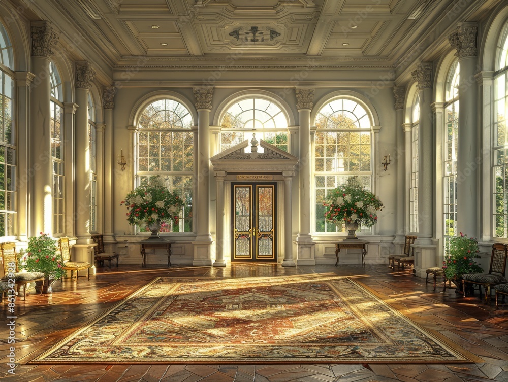 Fototapeta premium Monumental View: Photorealistic Depiction of Founding Fathers in Historic Ambiance
