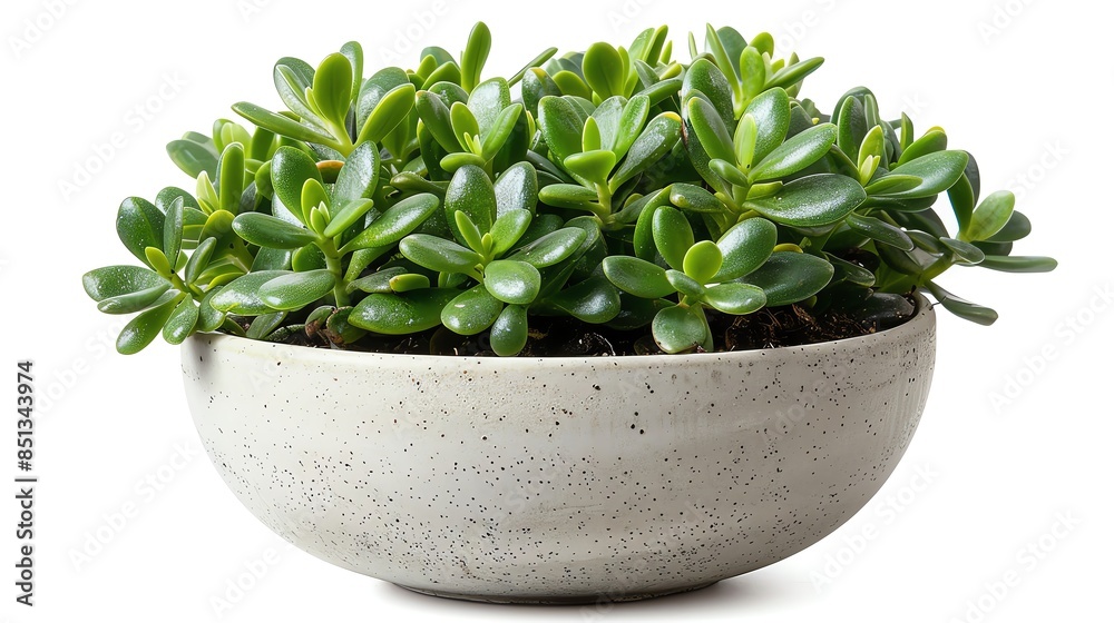 A decorative jade plant in a chic white pot, elegant look, isolated on white background A decorative jade plant in a chic white pot, elegant look, isolated on white background