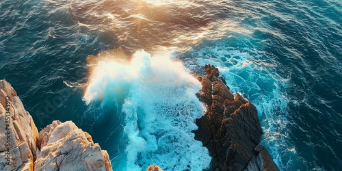 Top view of the Adriatic Sea Dubrovnik Croatia