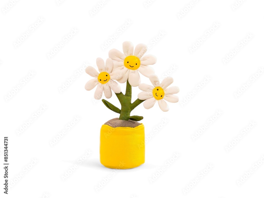 Fototapeta premium stuffed flowers in pots on a white background