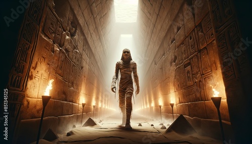 Halloween Mummy in Ancient Pyramid photo