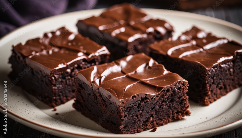 Perfectly baked chocolate brownies with a glossy ganache, offering a heavenly combination of flavors and textures