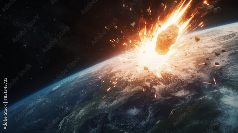 Obraz premium Close-Up of a Massive Comet Landing on the Earth's Surface