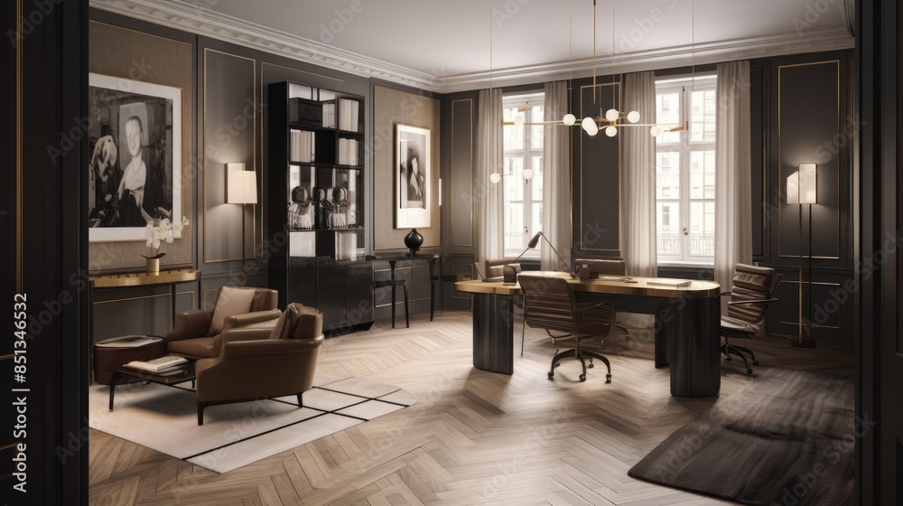 Interior of modern office, workplace design. Interior of modern office, workplace design.
