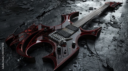 A modern devilish electric guitar. hyper realistic 