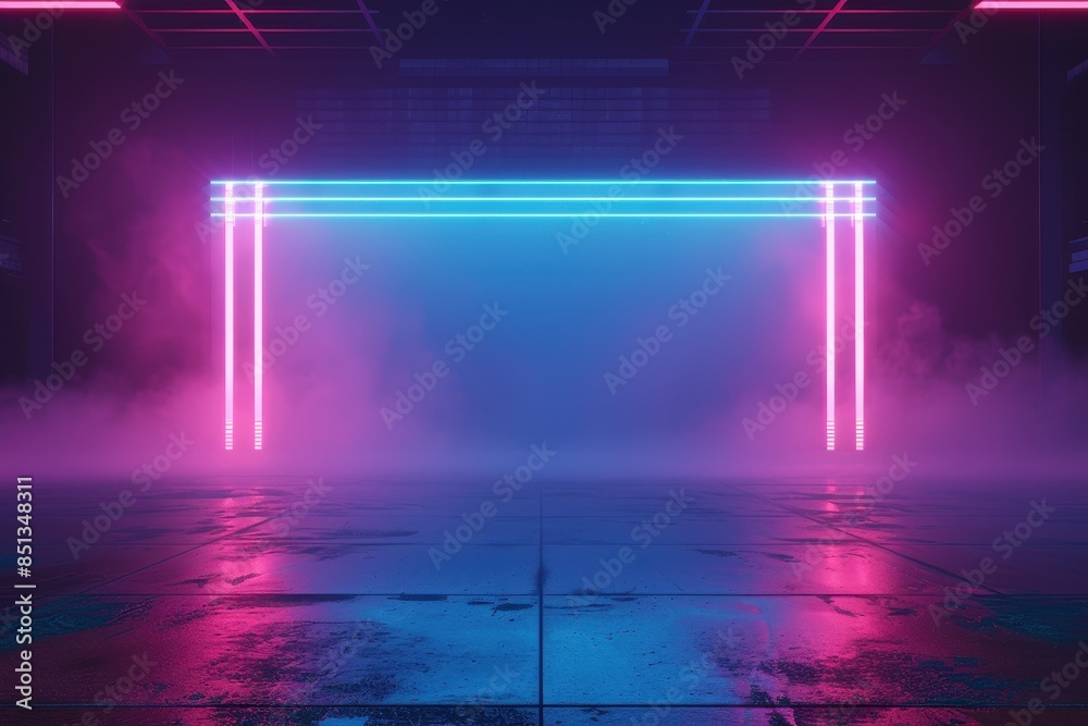 Neon Lights and Fog in an Empty Room