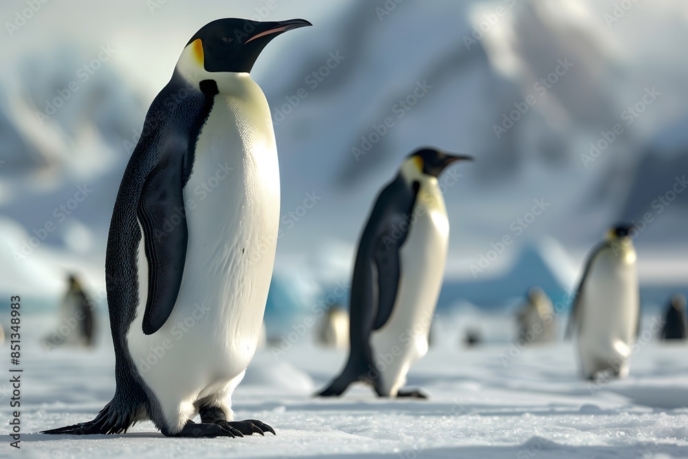 Fototapeta premium A few beautiful penguins on the ice
