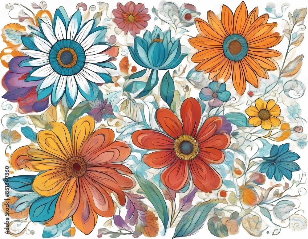 flowers colorful illustration background flowers colorful illustration background
