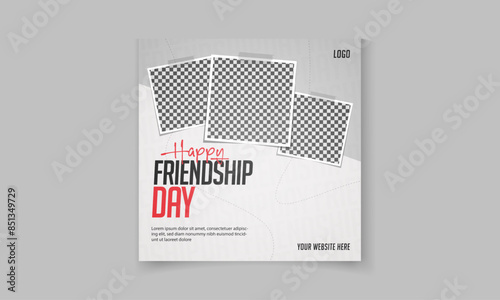 Happy Friendship Day design with 3 photo frames for a social media post
