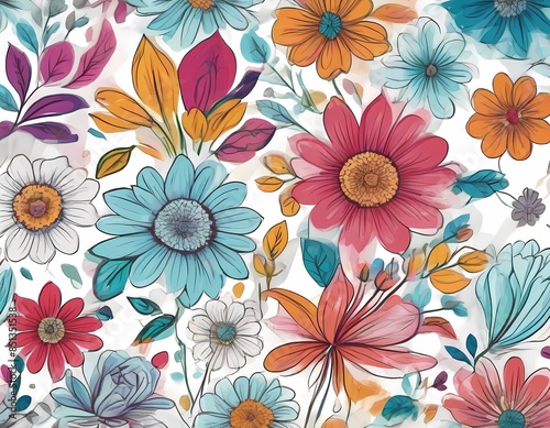 Wallpaper Mural flowers colorful illustration background Torontodigital.ca