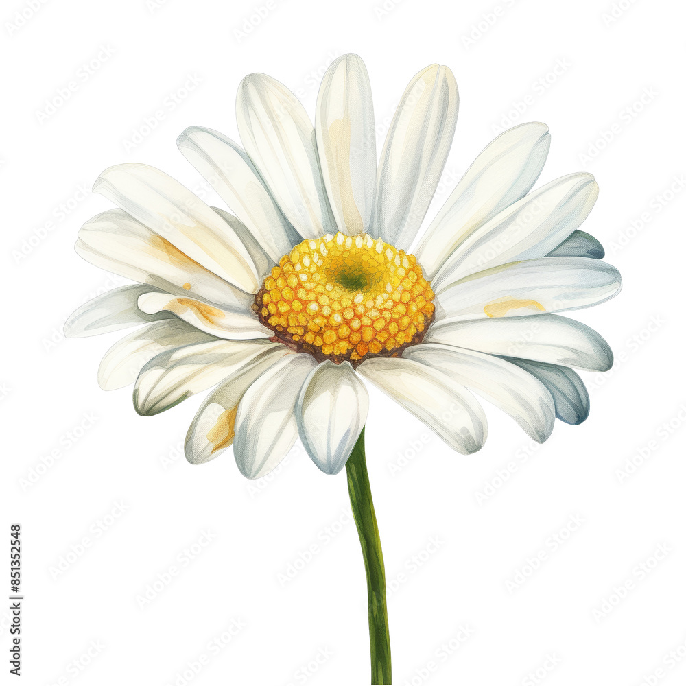 Naklejka premium white daisy flower watercolor isolated on transparent background cutout