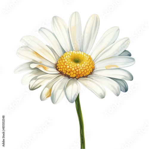 Fototapeta Naklejka Na Ścianę i Meble -  white daisy flower watercolor isolated on transparent background cutout
