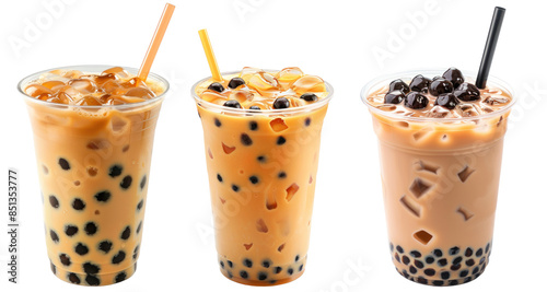 Tapioca milk tea, boba tea isolated on the white background