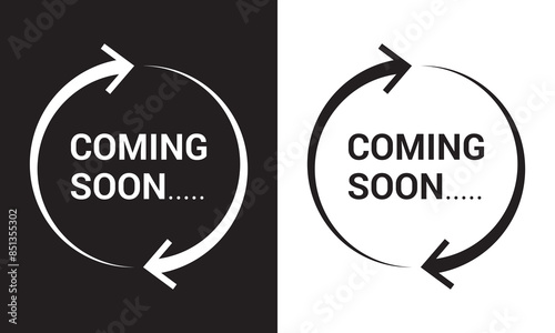 Coming soon loading. No image, coming soon page icon isolated on white and black  background. EPS 10