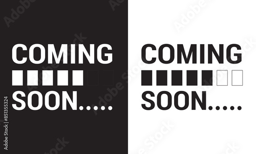 Coming soon loading. No image, coming soon page icon isolated on white and black  background. EPS 10