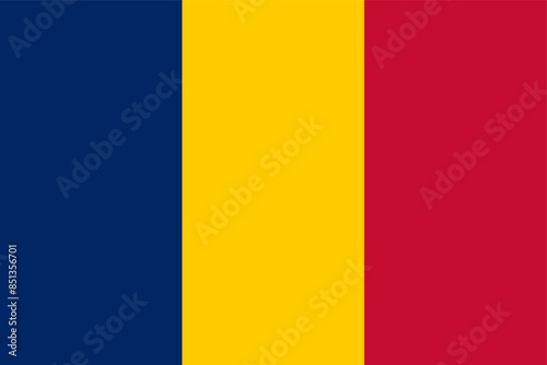 vector illustration of the Romania flag. National flag of Chad