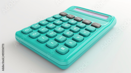 3d rendering green calculator isolated on white background