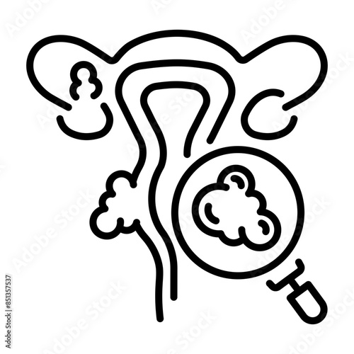 A line style icon of endometrial cancer 