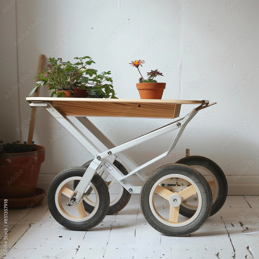 Fototapeta premium Urban Gardening Made Easy with a Foldable Wheelbarrow