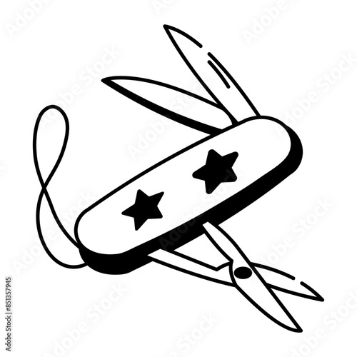 A handy doodle icon of swiss knife 