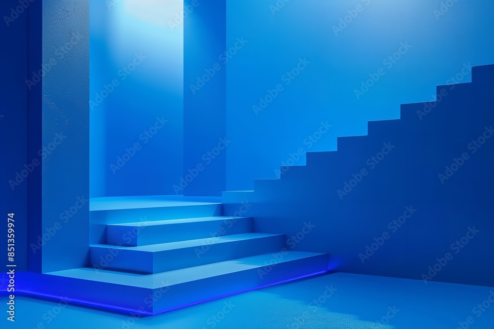 Obraz premium Blue, minimalistic, universal background for presentations. Generative Ai