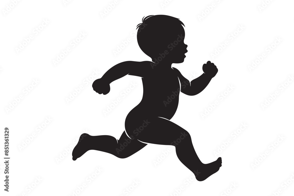 Silhouette of a Baby running fast. Vector speed illustration Silhouette of a Baby running fast. Vector speed illustration