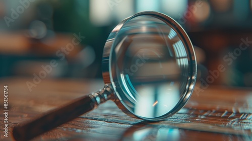 The magnifying glass on desk