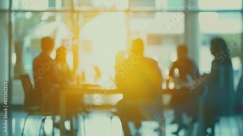 Wallpaper Mural Business meeting in bright room with people silhouettes teamwork Torontodigital.ca