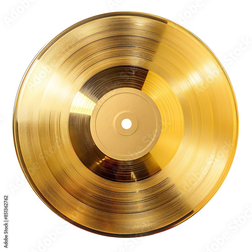 Golden vinyl record on a on transparent background photo