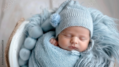 The sleeping baby in blue