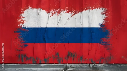 Street art piece feauturing the Russia Flag, murales, graffiti on the wall photo