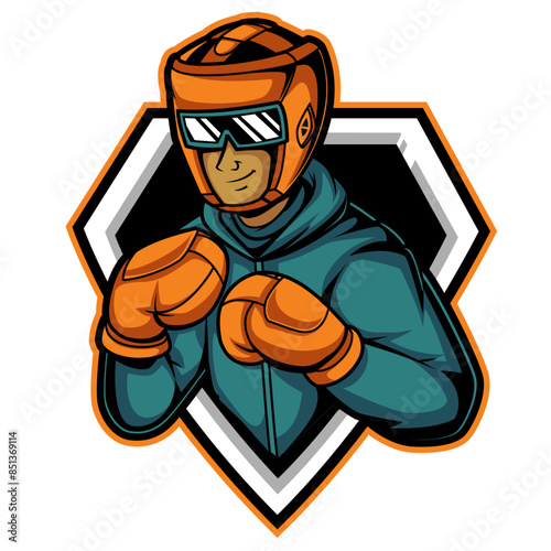 boxing mma cool mascot logo