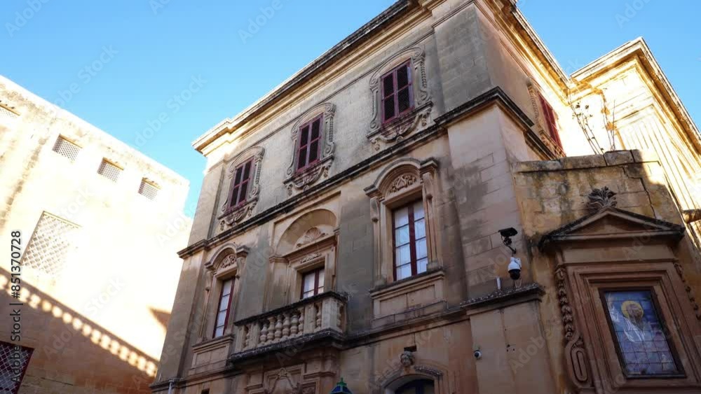 The tiny, beautiful old streets of Mdina Old capital of the state of Malta. Europe. Sunny summer. St. Paul's Cathedral, Mdina Gate fortress, a location in The Game of Thrones The tiny, beautiful old streets of Mdina Old capital of the state of Malta. Europe. Sunny summer. St. Paul's Cathedral, Mdina Gate fortress, a location in The Game of Thrones