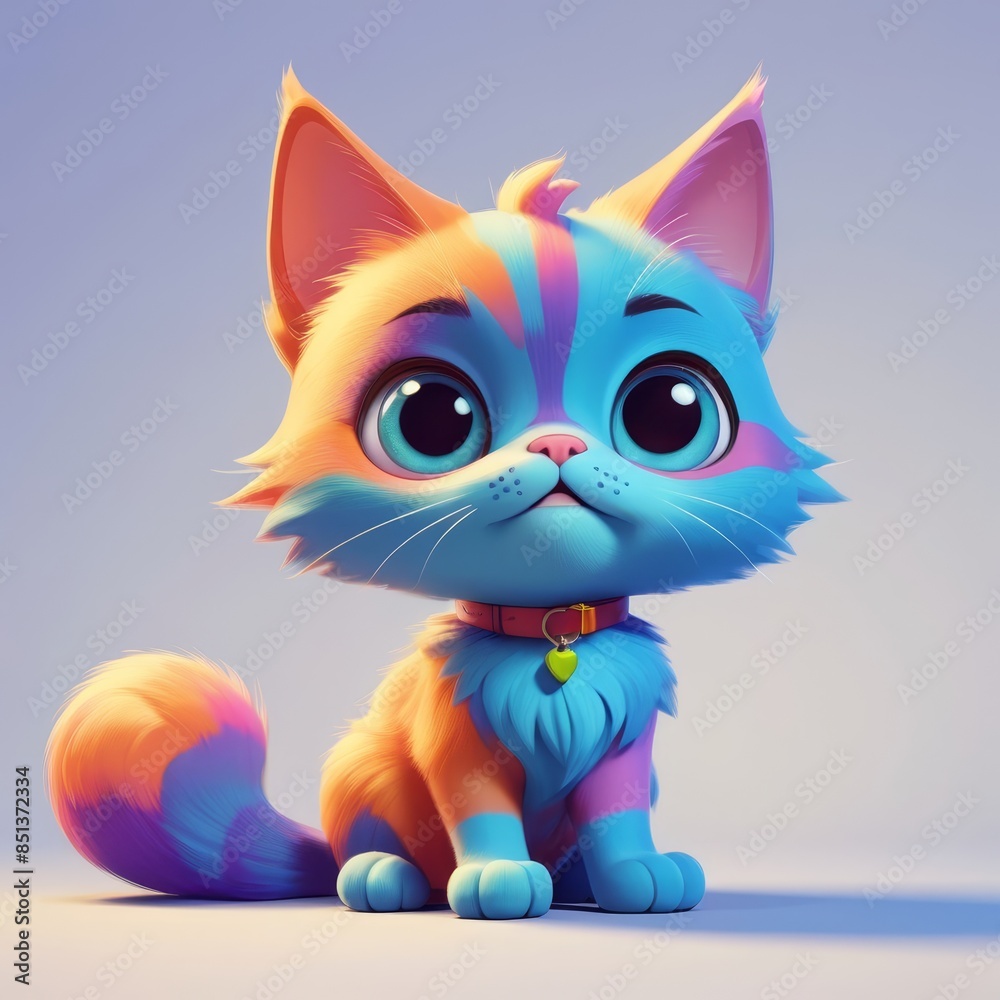 Fototapeta premium there is a cat that is sitting on a purple surface