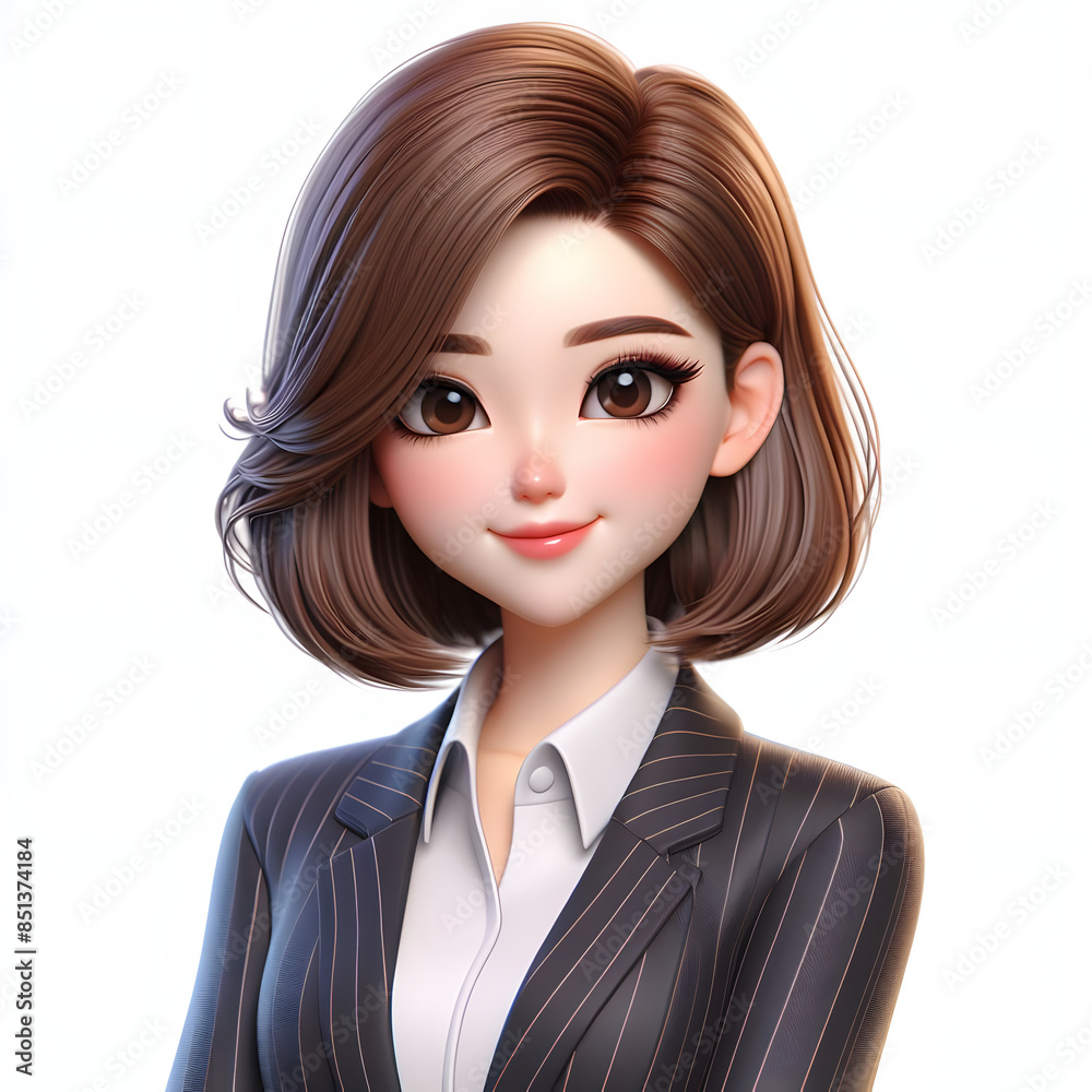 3D Rendering of Happy Asian Businesswoman with Glasses in Professional Attire 3D Rendering of Happy Asian Businesswoman with Glasses in Professional Attire
